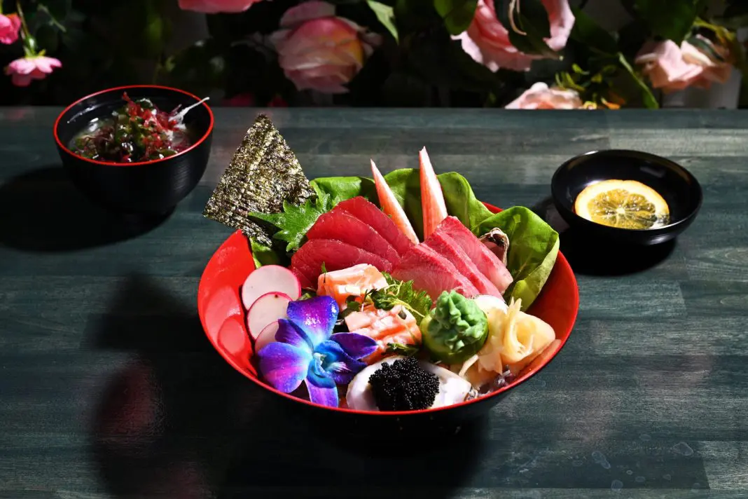 several colorful food dishes