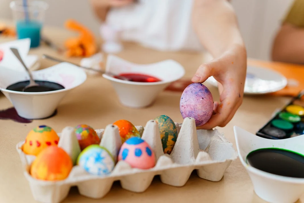 dying easter eggs