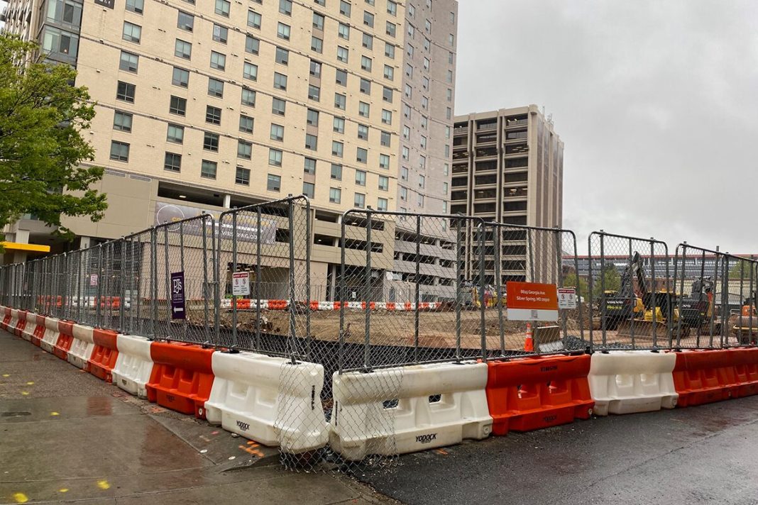 Construction has begun on a new public parking garage in Silver Spring