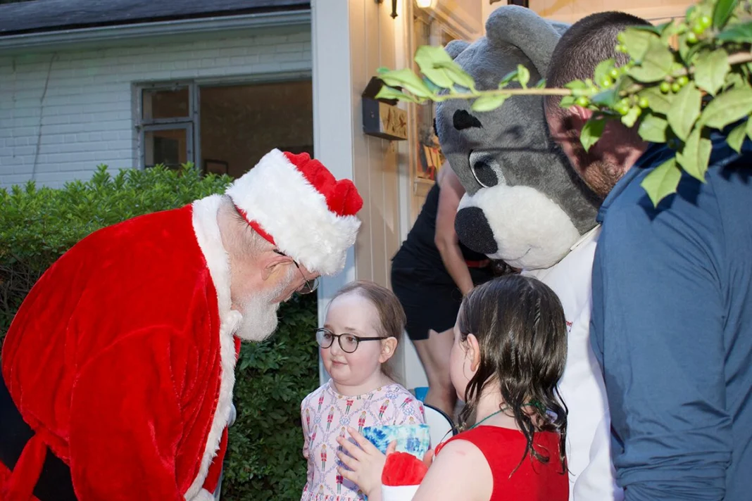 Santa talking to Kasey